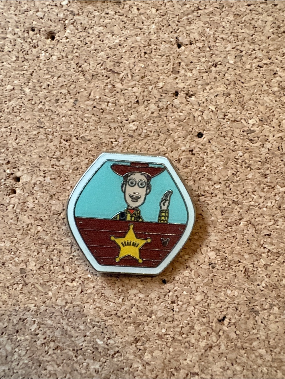 Disney Woody Sheriff Enamel Pin – Light Blue, Brown & Yellow